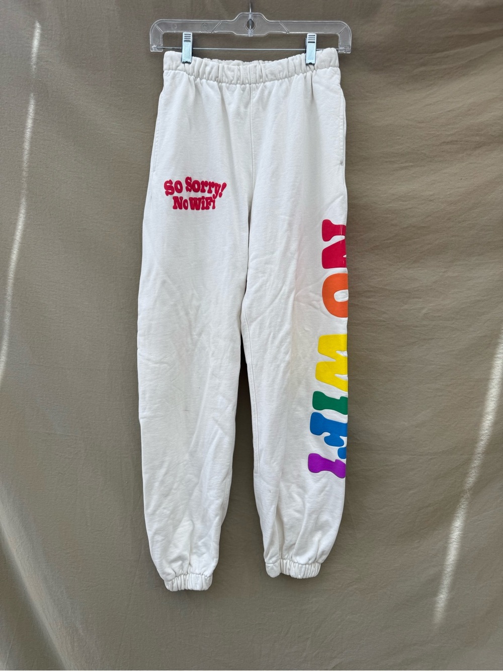 Madhappy Cream Sweatpants with Rainbow Logo